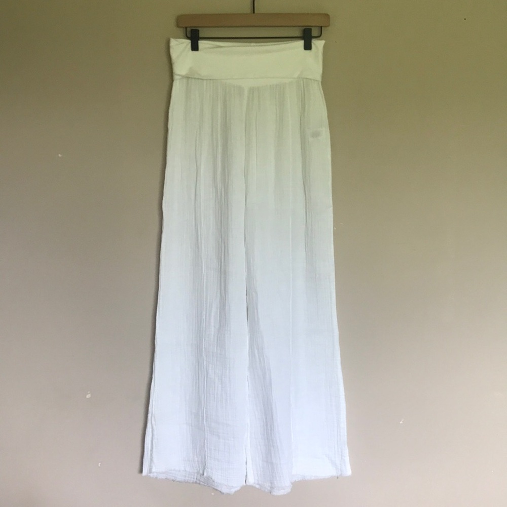 Fresh Laundry fold over white gauze pants Medium